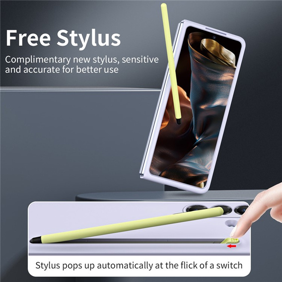 Etui ze szkłem i rysikiem do Samsung Galaxy Z Fold7 – fioletowe