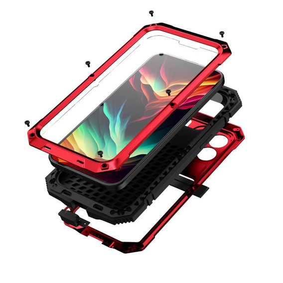 Etui do iPhone 15 Pro, R-JUST, pancerne, czerwone / czarne