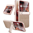 Etui do Motorola Razr 60 Ultra – Glitter PC Case ze szkłem i podstawką - złote