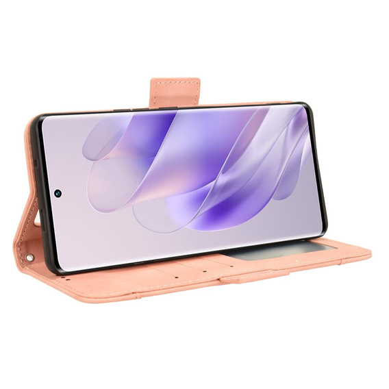 Etui z klapką do Infinix Zero 30 5G, Card Slot, różowe