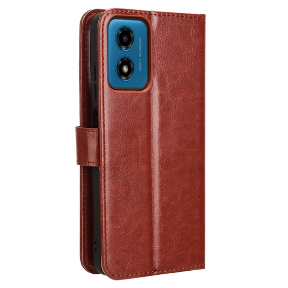 Etui z klapką do Motorola Moto E14, Crazy Horse Wallet, brązowe