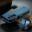 Etui z klapką CASEME do Samsung Galaxy Z Fold7 5G Litchi Wallet – niebieskie