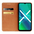 Etui do Samsung Galaxy A15 5G skórzane book case, granatowe + szkło 9H