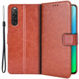 Etui z klapką do Sony Xperia 10 V, Crazy Horse Wallet, brązowe