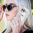 Etui z klapką do Google Pixel 9A, RFID Wallet MagSafe z ochroną aparatu, srebrne