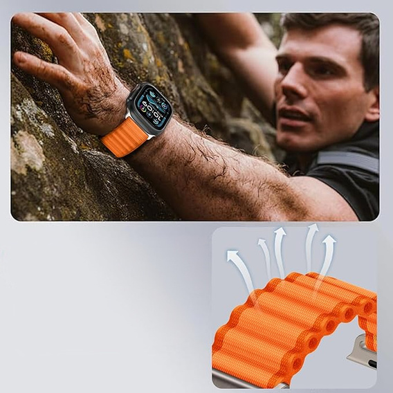 Pasek Nylonowy do Apple Watch 1/2/3/4/5/6/7/8/9/SE/Ultra/Ultra 2 42/44/45/49mm, Pomarańczowy