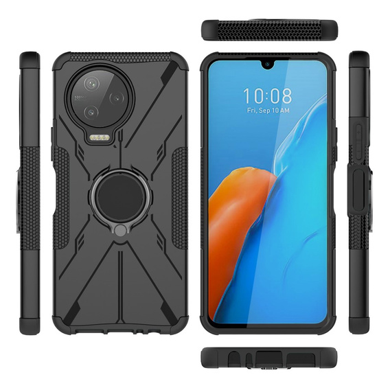 Etui do Infinix Note 12 2023, pancerne KickStand z ringiem, czarne