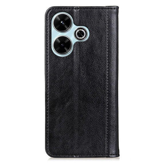 Etui z klapką do Xiaomi Redmi 13, Split Leather, czarne