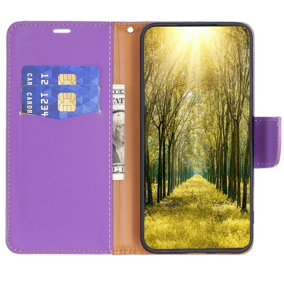 Etui z klapką do Xiaomi Redmi 13C / Poco C65, Wallet Litchi Leather, fioletowe