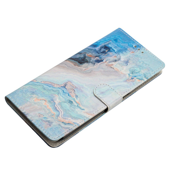 Etui z klapką do Xiaomi Redmi Note 12S, Wallet, Marble niebieskie