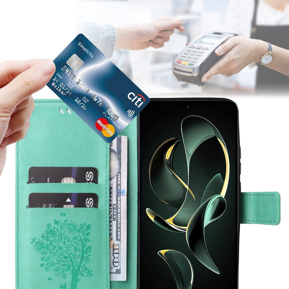 Etui z klapką do Xiaomi 13T / 13T Pro, Butterfly, zielone