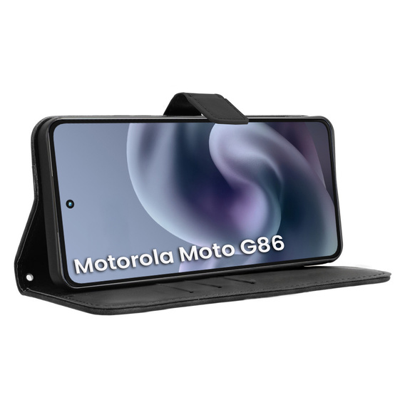 Etui z klapką do Motorola Moto G86 5G, Crazy Horse Wallet, czarne