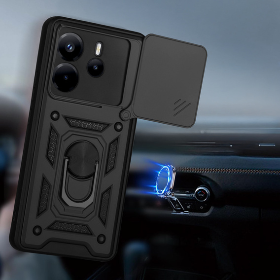 Etui pancerne do Xiaomi Redmi Note 14 4G, CamShield Slide, czarne