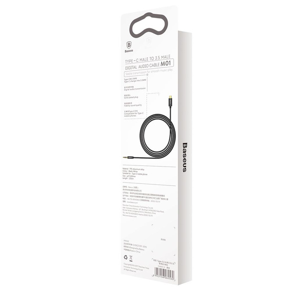Baseus kabel audio Yiven M01 USB-C 3,5 mm 1,2 m - Czerwono-Czarny