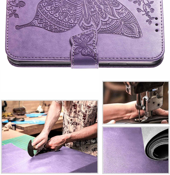Etui z klapką do Oppo Reno 13 Pro, Butterfly, fioletowe