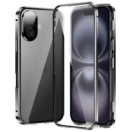 Etui do iPhone 16, Magnetic Dual Glass, czarne