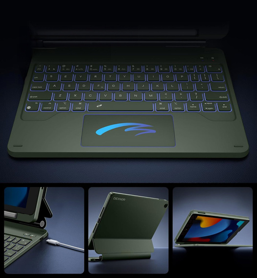 Etui z klawiaturą do iPad 10.2" 2021/2020/2019 (9/8/7 gen.), Dexnor Magnetic Keyboard Touchpad, zielone