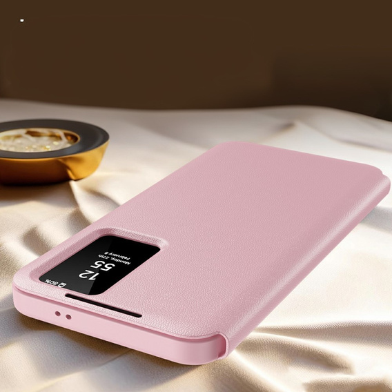 Etui do Samsung Galaxy S25 Edge – Smart View z kieszenią na kartę, różowe