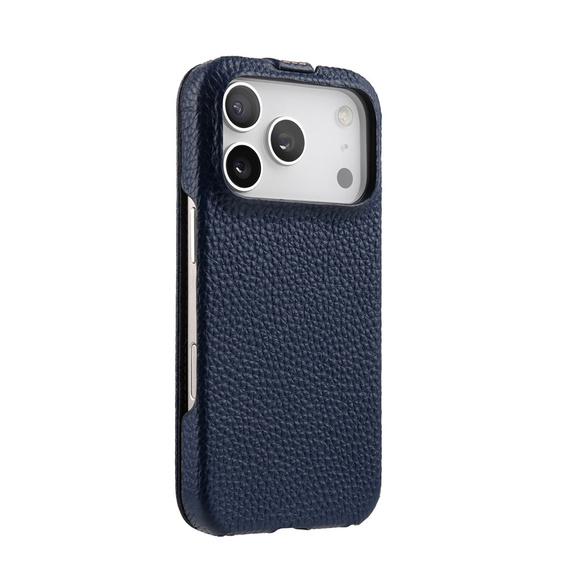 Etui MELKCO z klapką do iPhone 17 Pro, skórzane, flip, niebieskie