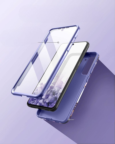Etui do Samsung Galaxy S22, Suritch Full Body Marble, fioletowe