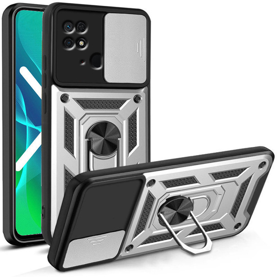 Etui pancerne do Xiaomi Redmi 10C, CamShield Slide, srebrne