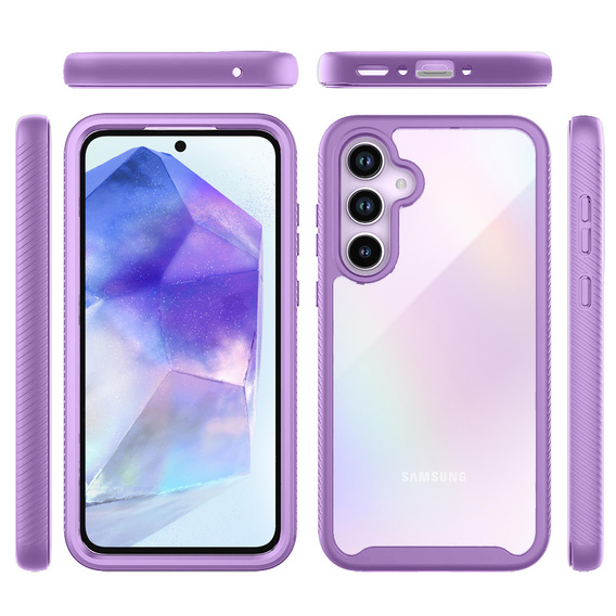 Etui do Samsung Galaxy A55 5G, Shockproof, z folią, fioletowe