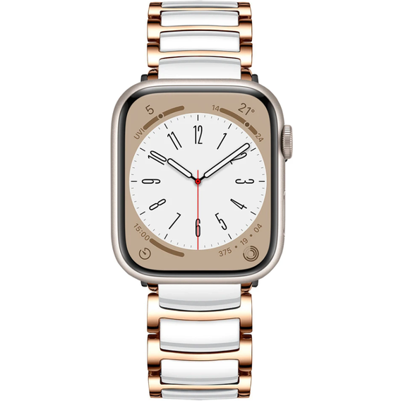 Bransoleta do Apple Watch 1/2/3/4/5/6/7/8/9/10/11/SE 38/40/41/42mm, Biała / Różowe złoto