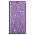 Etui z klapką do iPhone 16E, Card Slot Glittery, fioletowe