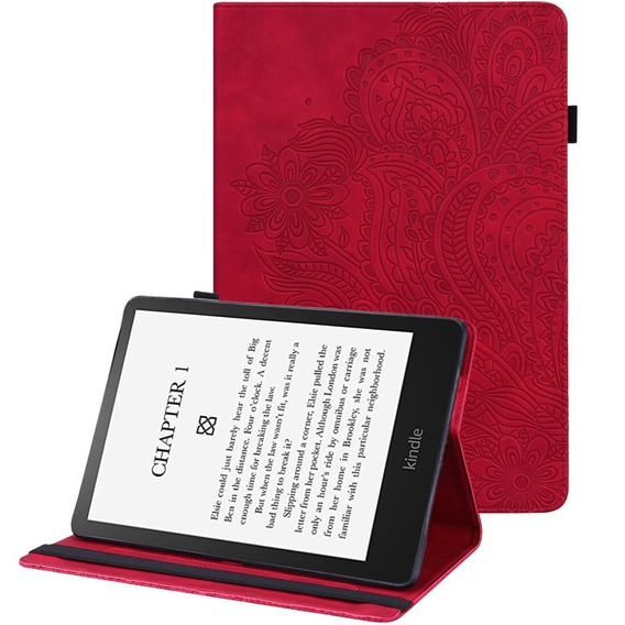 Etui do Amazon Kindle Paperwhite 5 (2021), Imprinted Flower, czerwone