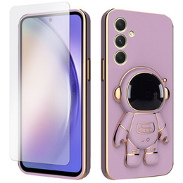 Zestaw Etui Electro do Samsung Galaxy A54 5G, Astronauta, Fioletowe + szkło