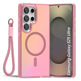 Etui do Samsung Galaxy S25 Ultra MagSafe Laser TPU z paskiem – różowe/kolorowe