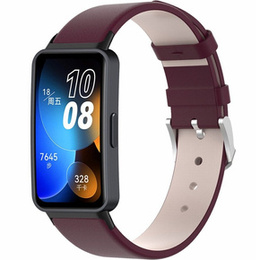 Pasek Skórzany do Huawei Band 8 / Huawei Band 9 / Huawei Band 10, Bordowy