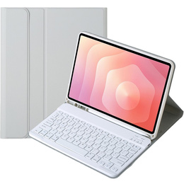 Etui z klawiaturą do Samsung Galaxy Tab S11, Leather Pen Slot, szare