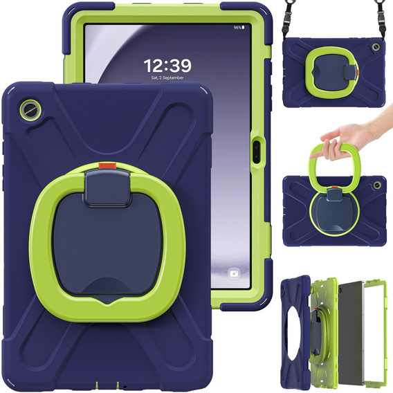 Etui do Samsung Galaxy Tab A9+ X210 / X215 / X216B, Pancerne obrotowe 360, Granatowe