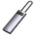 Baseus Metal Gleam Series 6-in-1 Multifunctional Type-C HUB (Type-C → HDMI*1 + USB 3.0*3 + PD*1 + RJ45*1) – szary