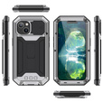 Etui do iPhone 13 Mini, R-JUST CamShield Slide, pancerne, srebrne / czarne