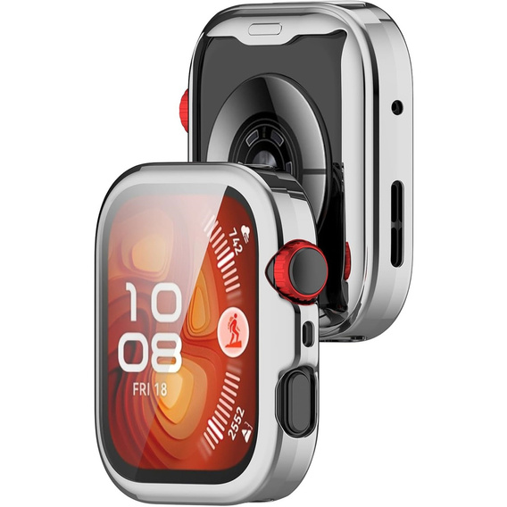 Bransoleta Milanese + Etui z osłoną na ekran do Huawei Watch Fit 4 Pro, Srebrna