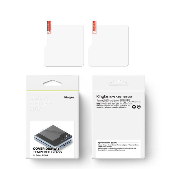 Szkło na Tylny Ekran Ringke Tg 2-pack do Galaxy Z Flip7 FE / Z Flip6, 2 Sztuki