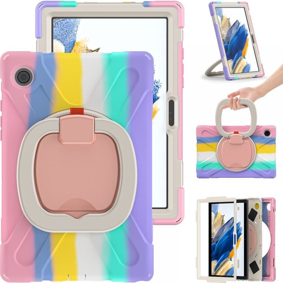 Etui dla dzieci do Samsung Galaxy tab A8 10.5 SM-X200 SM-X205, pancerne z paskiem, wielokolorowe