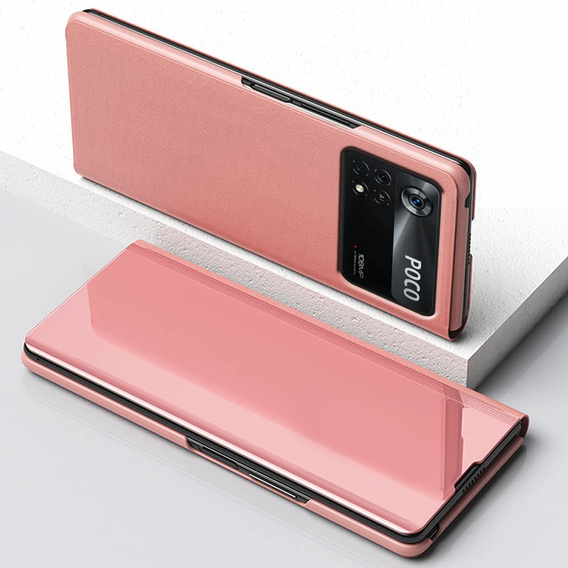 Etui do Xiaomi Poco X4 Pro 5G, Clear View, różowe rose gold