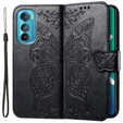 Etui z klapką do Motorola Edge 30, Butterfly, czarne