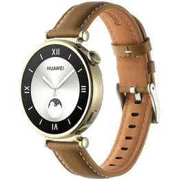 Pasek skórzany uniwersalny 18mm, ze srebrną klamrą, Brązowy