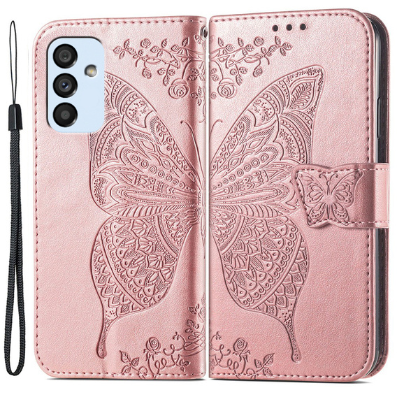 Etui z klapką do Samsung Galaxy M23 5G / M13, Butterfly, różowe rose gold