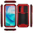 Etui pancerne do Samsung Galaxy S23, R-JUST CamShield Slide, czerwone / czarne