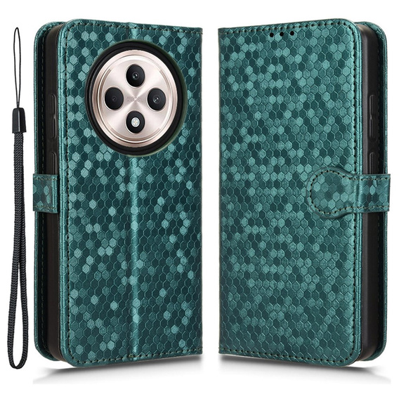 Etui z klapką do Oppo Reno 12FS / 12F, Wallet Rhombus, zielone