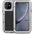 Etui Love Mei do iPhone 11, pancerne ze szkłem, srebrne