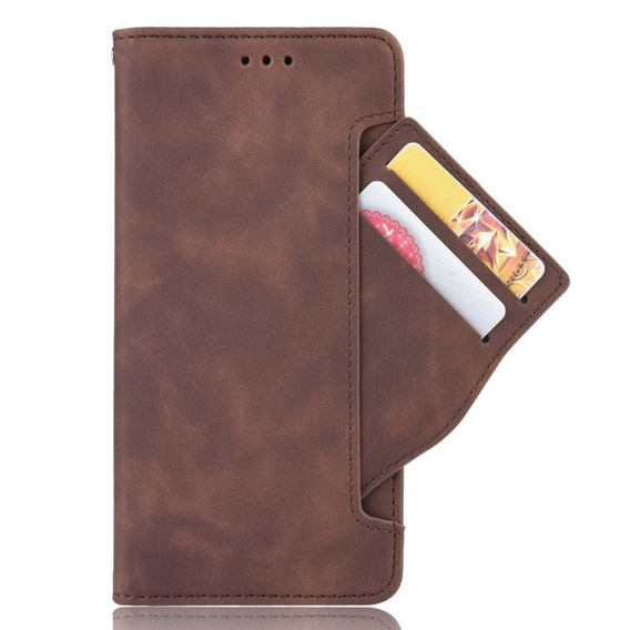 Etui z klapką do Oppo A15 / A15S, Card Slot, brązowe