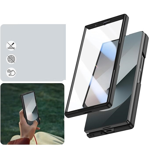 Etui do Samsung Galaxy Z Fold7 5G ze szkłem, z miejscem na rysik – czarne