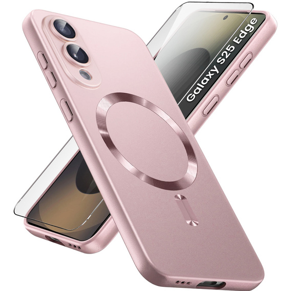 Etui do Samsung Galaxy S25 Edge, ColorMag, do MagSafe, różowe + Szkło hartowane 9H