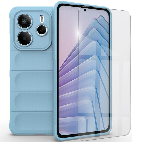 Etui do Xiaomi Redmi Note 14 5G, Gaming Shockproof, niebieskie + szkło 9H